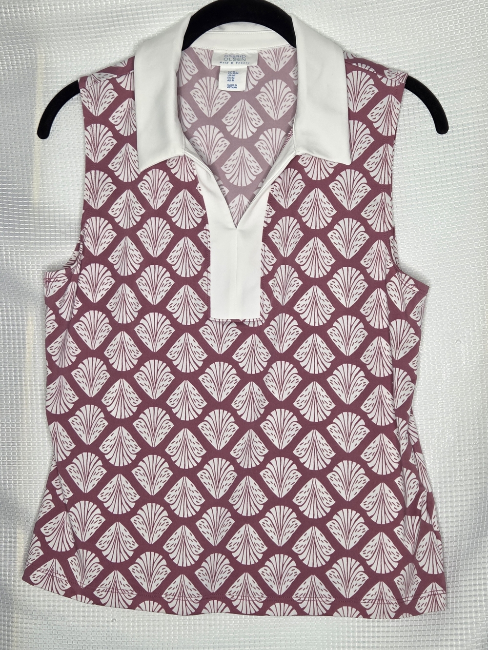 Sigrid Olsen Sleeveless Pink Patterned Polo Top
